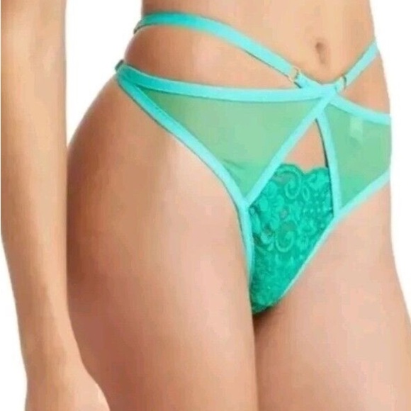 HAH by Free People Womens Strap Up Panty in Emerald Size Small - Picture 1 of 6